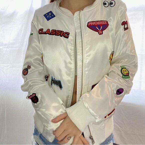 Forever 21 White Satin Bomber Jacket - Picture 11 of 11